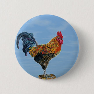 Vintager Hahn-Himmel fertigen Tierhuhn besonders Button