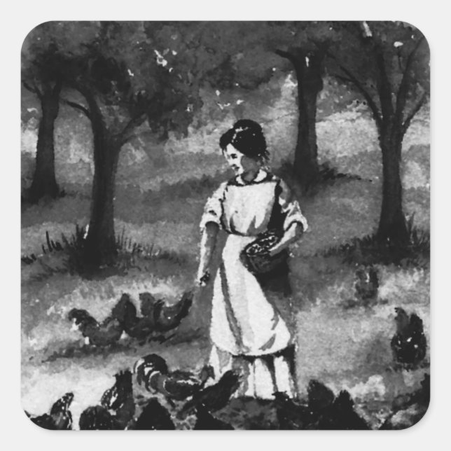 Vintager HähnchenBauer Quadratischer Aufkleber (Vorderseite)