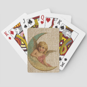 Vintager Halbmond viktorianischer Engel Spielkarten