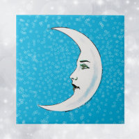 Vintager Halbmond Weißer Mond Gesicht Weißsterne