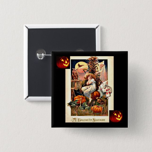 Vintager Halloween-Albtraum Button (Vorne & Hinten)