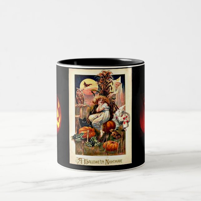 Vintager Halloween-Albtraum Zweifarbige Tasse (Mittel)