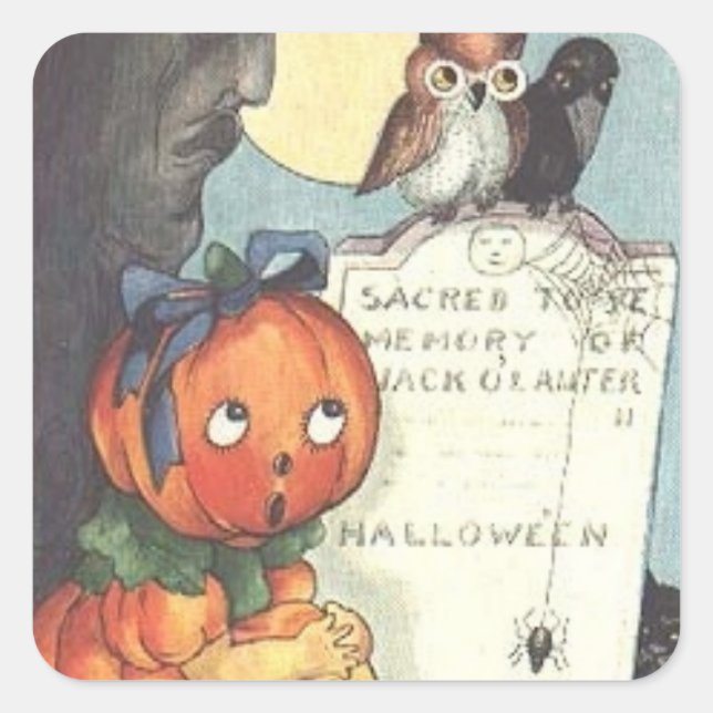 Vintager Halloween-Aufkleber Quadratischer Aufkleber (Vorderseite)