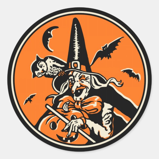 Vintager Halloween-Aufkleber Runder Aufkleber (Vorderseite)