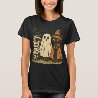 Vintager Halloween Black Cat Trio T - Shirt | Nied