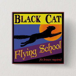 Vintager Halloween-Button der Black Cat Flying Sch Button