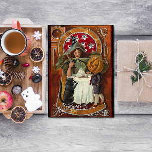 Vintager Halloween-Casting-Zauber mit Wand Einladung