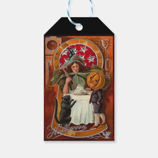 Vintager Halloween-Casting-Zauber mit Wand Geschenkanhänger (Vorderseite)