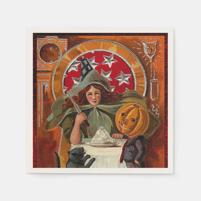 Vintager Halloween-Casting-Zauber mit Wand Serviette (Vorderseite)
