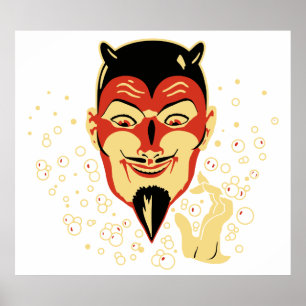 Vintager Halloween Devil Head #2 Poster