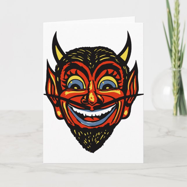 Vintager Halloween Devil Head Karte (Vorderseite)