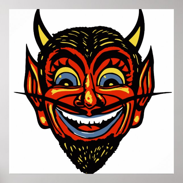 Vintager Halloween Devil Head Poster (Vorne)
