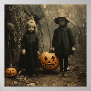 Vintager Halloween-Digitaldruck Poster