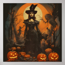 Vintager Halloween-Digitaldruck Poster