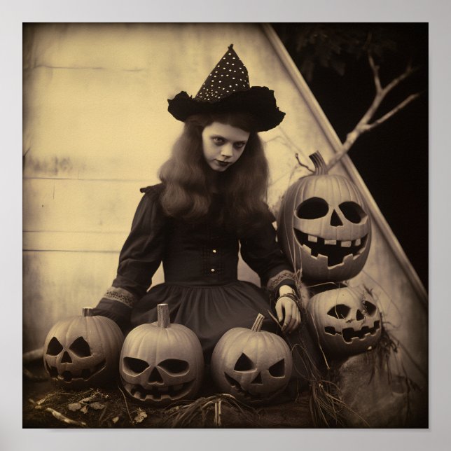 Vintager Halloween-Digitaldruck Poster (Vorne)