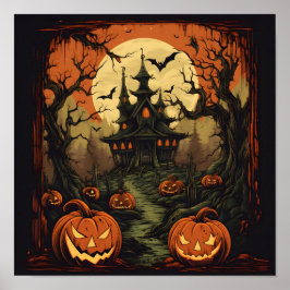 Vintager Halloween-Digitaldruck Poster