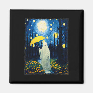 Vintager Halloween-Geist im Wald Van Gogh Sta Magnet