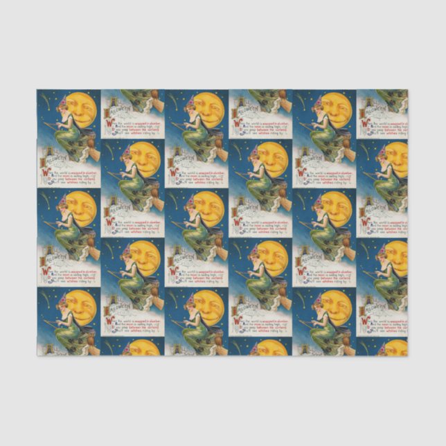 Vintager Halloween-Hexemond deckte Partygewebe mit Seidenpapier (Vorderseite)