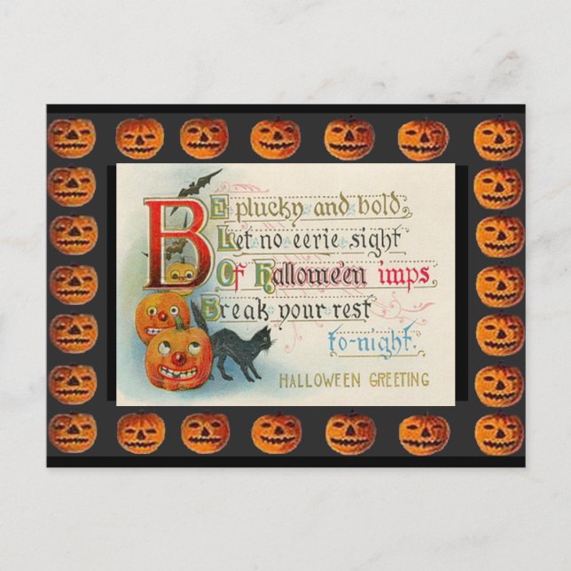 Vintager Halloween-Imp Postkarte (Vorderseite)