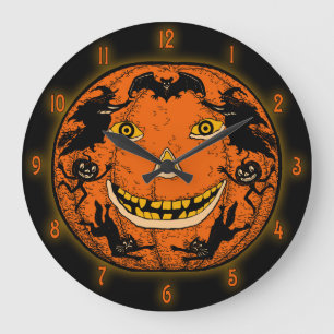 Vintager Halloween Jack O'Lantern Große Wanduhr