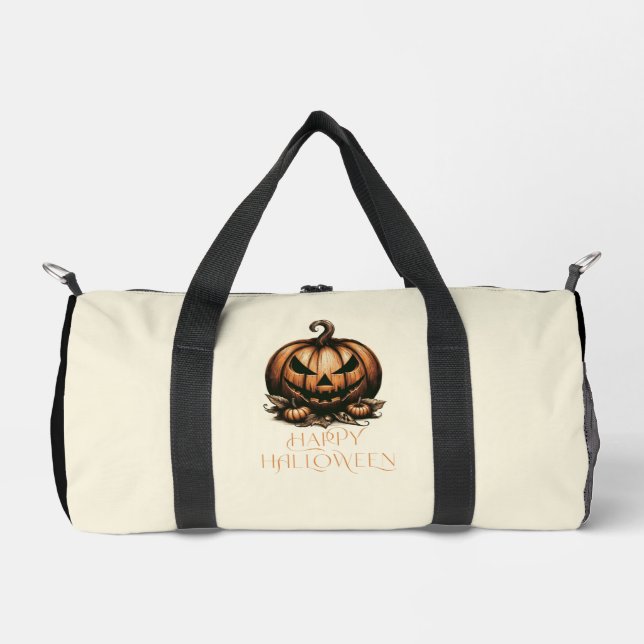 Vintager Halloween-Kürbis Duffle Bag (Vorderseite)