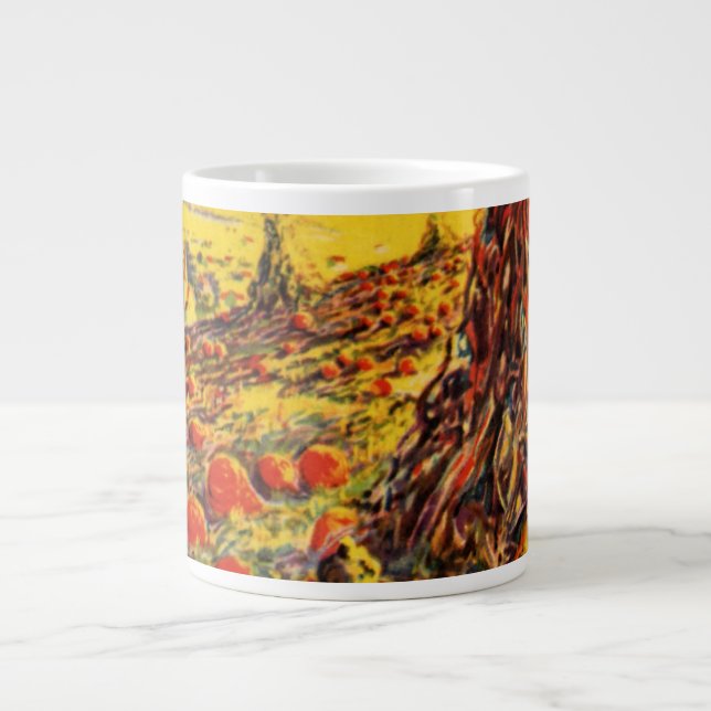 Vintager Halloween-Kürbispflaster mit Hystacks Jumbo-Tasse (Vorderseite)