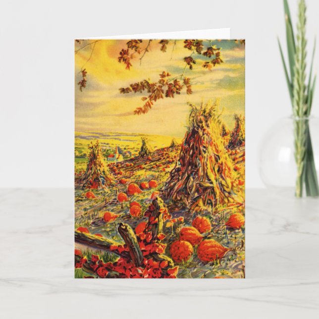 Vintager Halloween-Kürbispflaster mit Hystacks Karte (Vorderseite)