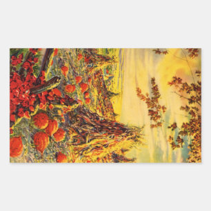 Vintager Halloween-Kürbispflaster mit Hystacks Rechteckiger Aufkleber