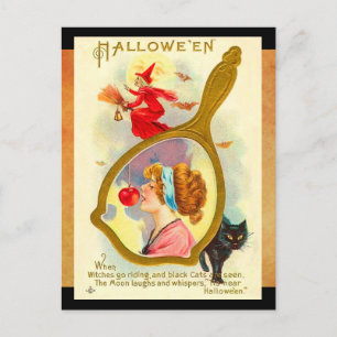 Vintager Halloween Magic Mirror Postkarte