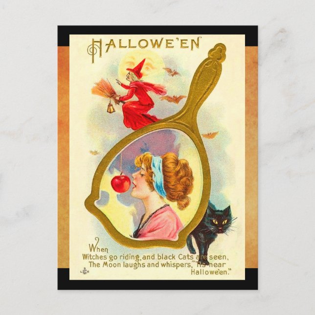 Vintager Halloween Magic Mirror Postkarte (Vorderseite)