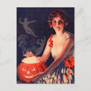 Vintager Halloween Magic Pumpkin Postkarte