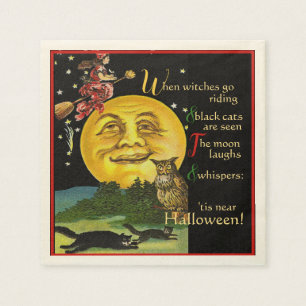 Vintager Halloween-Mond mit Gedicht Serviette
