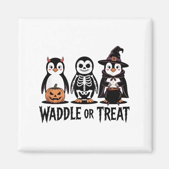 Vintager Halloween Pinguin Trick oder Waddle Spook Magnet (Vorne)