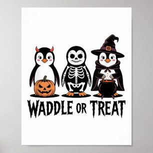 Vintager Halloween-Pinguin-Trick oder Waddle-Spook Poster