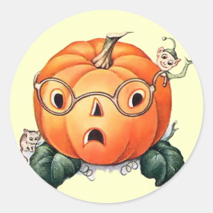 Vintager Halloween-Pumpkettensticker Runder Aufkleber