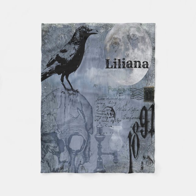 Vintager Halloween-Schädel und -Klaue anpassen Fleecedecke (Vorderseite)