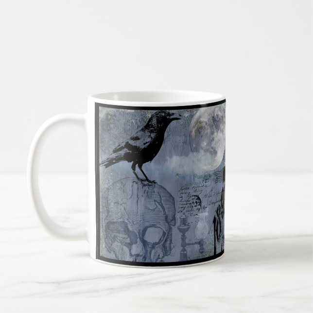 Vintager Halloween-Schädel und -Klaue anpassen Kaffeetasse (Links)
