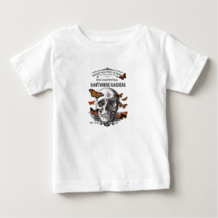 Vintager Halloween-Schädel und Schmetterlinge Baby T-shirt