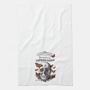 Vintager Halloween-Schädel und Schmetterlinge Küchentuch