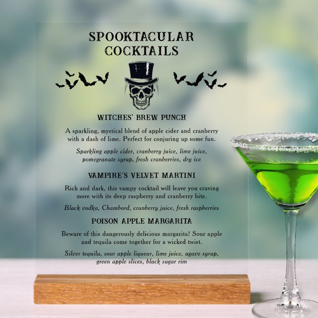 Vintager Halloween Spooktacular Signature Cocktail Acrylschild (Spooktacular cocktail menu)