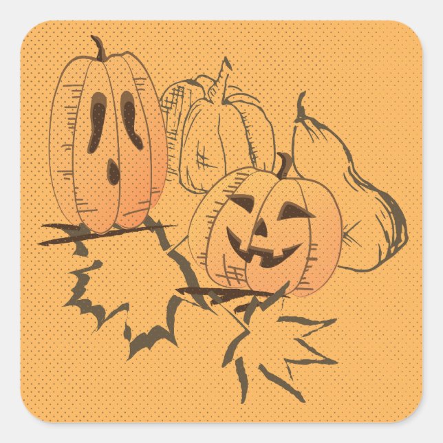 Vintager Halloween-Sticker Quadratischer Aufkleber (Vorderseite)