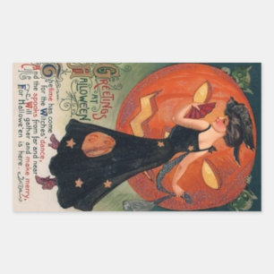 Vintager Halloween-Sticker Rechteckiger Aufkleber