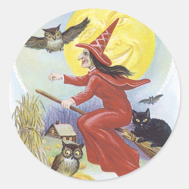 Vintager Halloween-Sticker Runder Aufkleber (Vorderseite)
