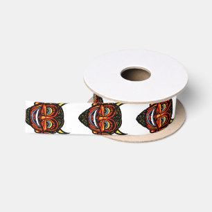 Vintager Halloween-Teufel-Kopf Satinband
