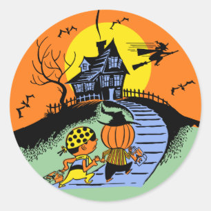 Vintager Halloween-Trick oder Runder Aufkleber