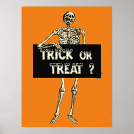 Vintager Halloween Trick oder Treat Skelett Poster