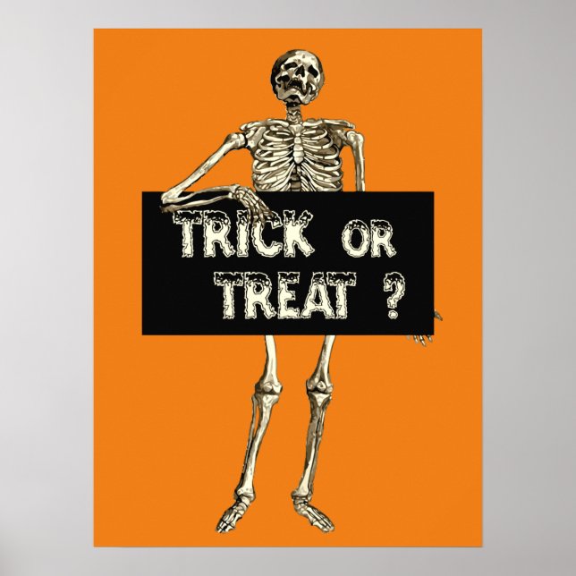 Vintager Halloween Trick oder Treat Skelett Poster (Vorne)
