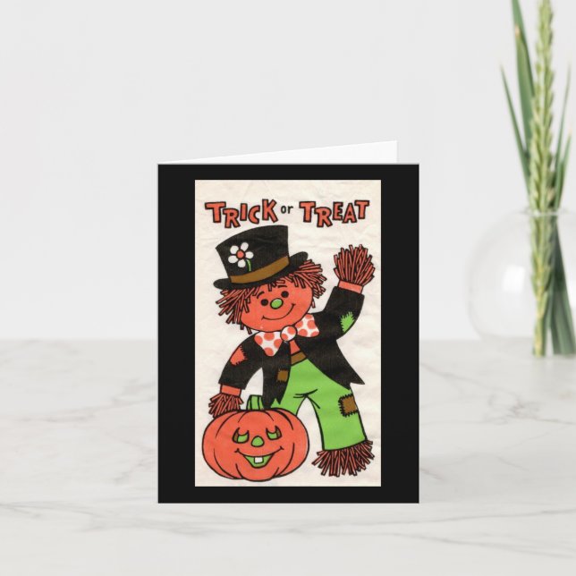 Vintager Halloween-Trick oder Treatspieß Karte (Vorderseite)
