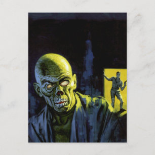 Vintager Halloween Zombie Monster Horror Postkarte