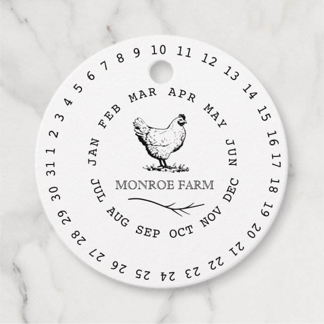 Vintager Haltungsbetrieb mit Datumsverpackung Geschenkanhänger (Vorderseite)